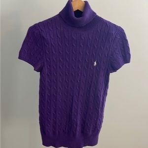 Ralph Lauren Sport Cable Knit Turtleneck Short Sleeve Sweater